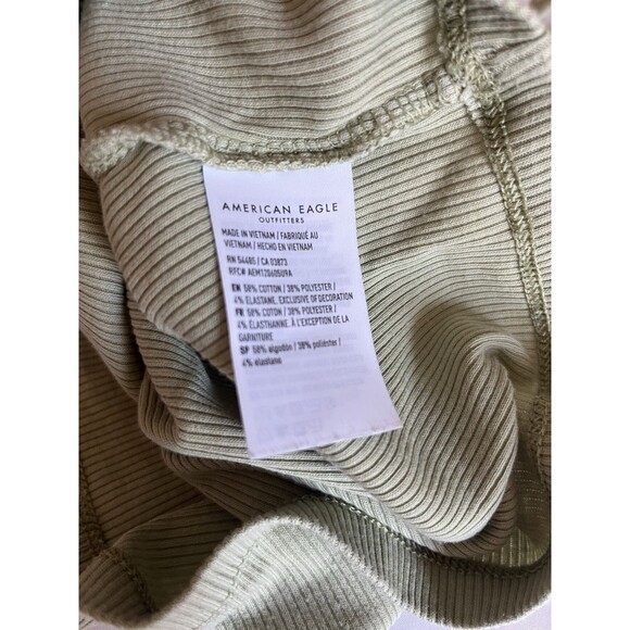 American Eagle Olive Green Lace Trim Tank Small Layering Crop Twee - Picture 5 of 5